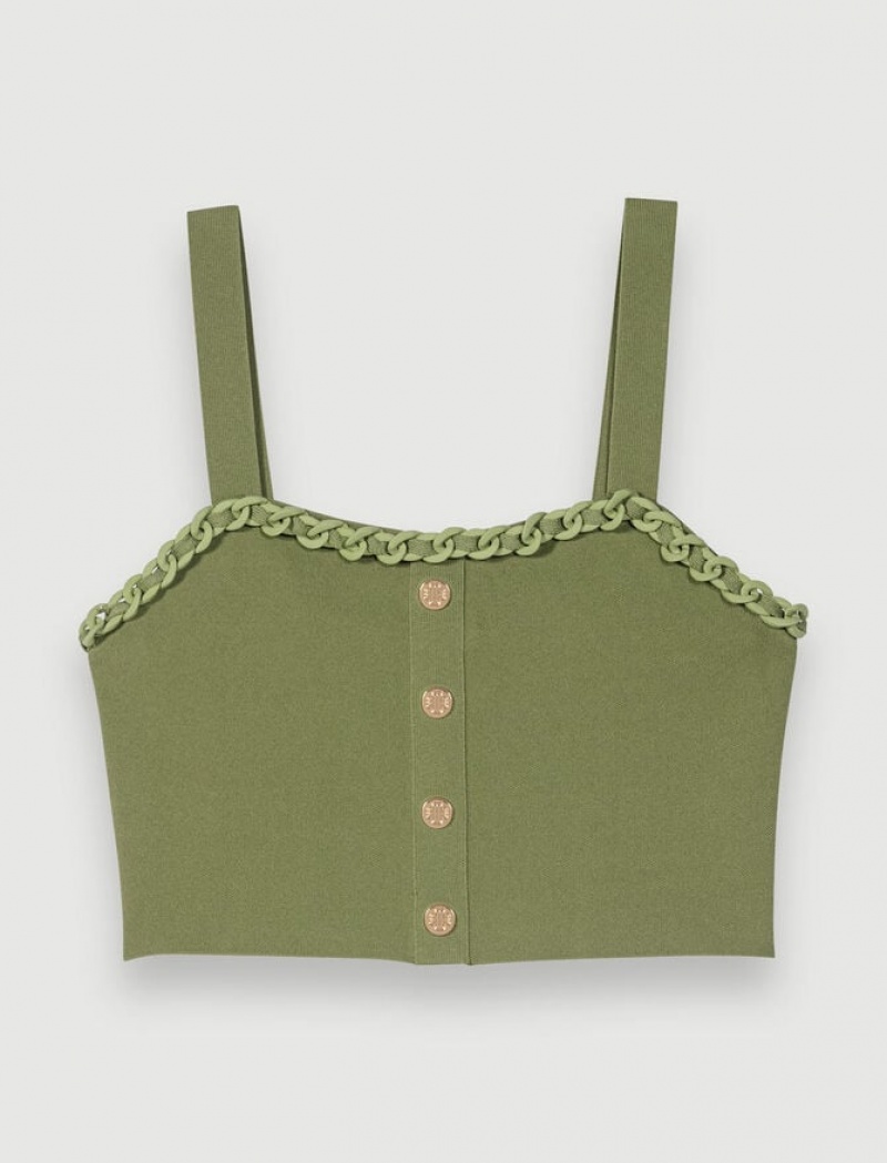 Maje Backless Crop Topjes Dames Khaki | WMCEITY-26